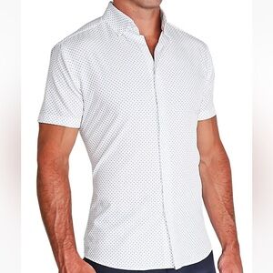 State and Liberty The Axwell Circle Short Sleeve Button Down Med 4-Way Stretch